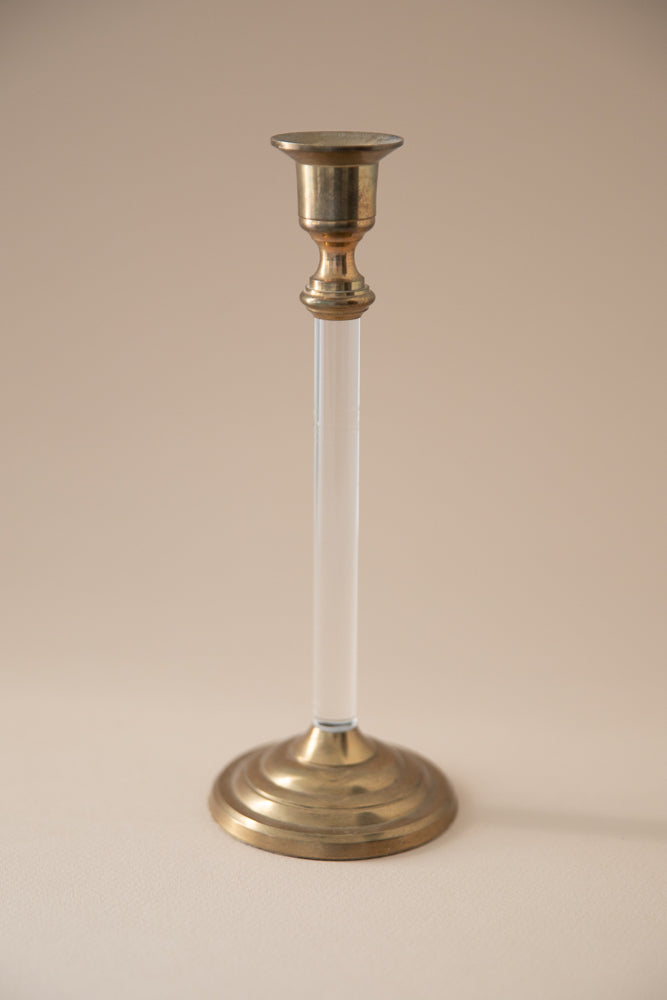 Acrylic and Brass Taper Candle Holder