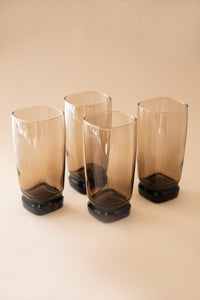 Set of 4 Squared Smoke Drinking Glasses