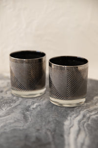 Set of 2 Ribbed Silver Glasses