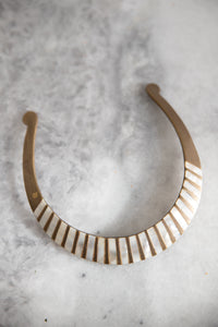 Mother Of Pearl Brass Cuff Necklace