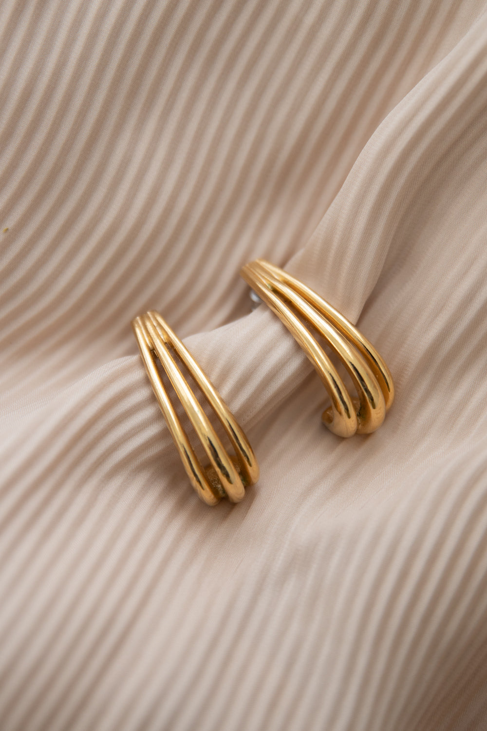 Gold Tone Curve Drop Earrings