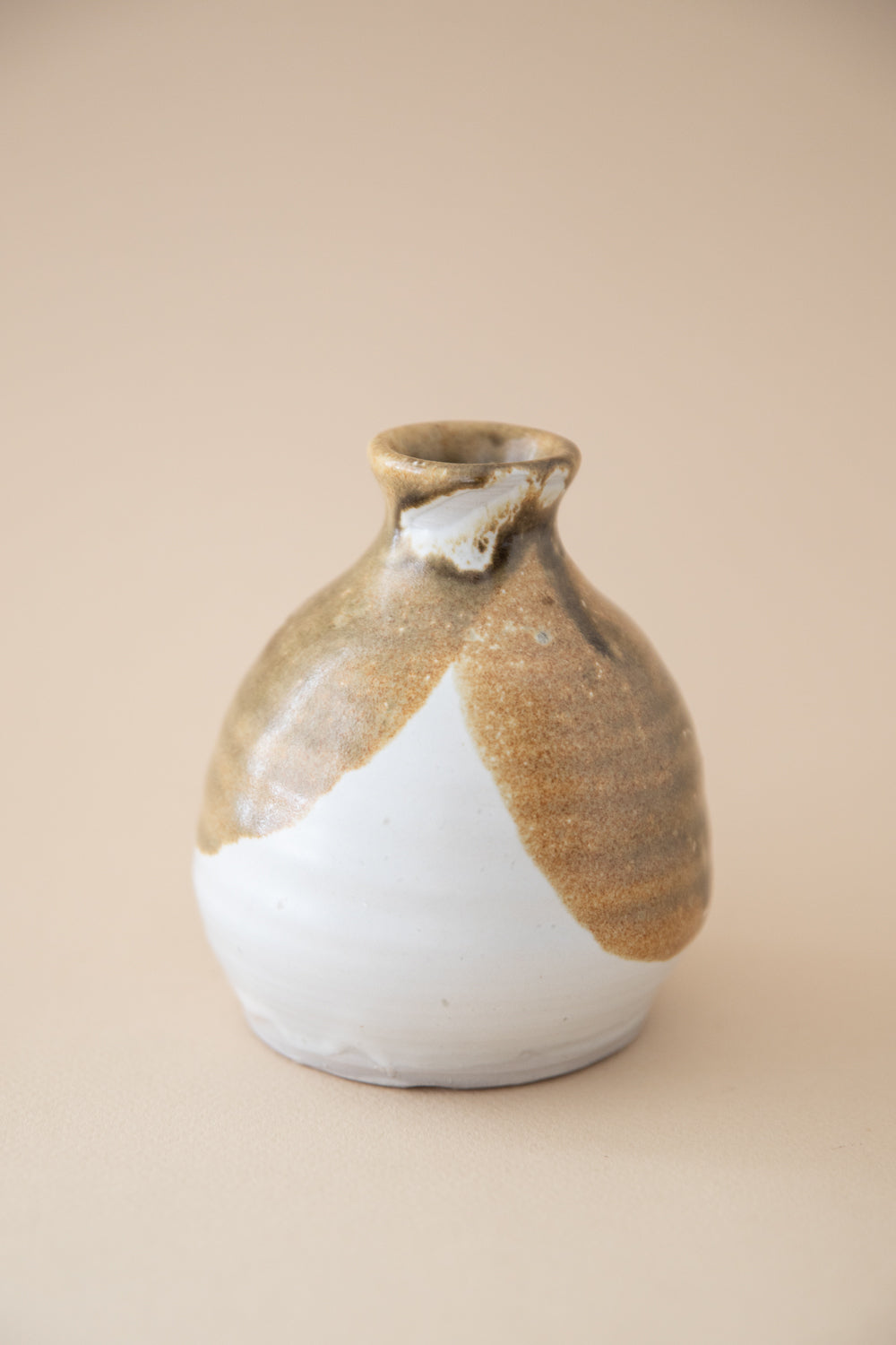 Beige + White Ceramic Vase