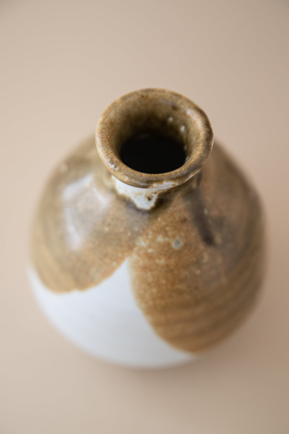 Beige + White Ceramic Vase