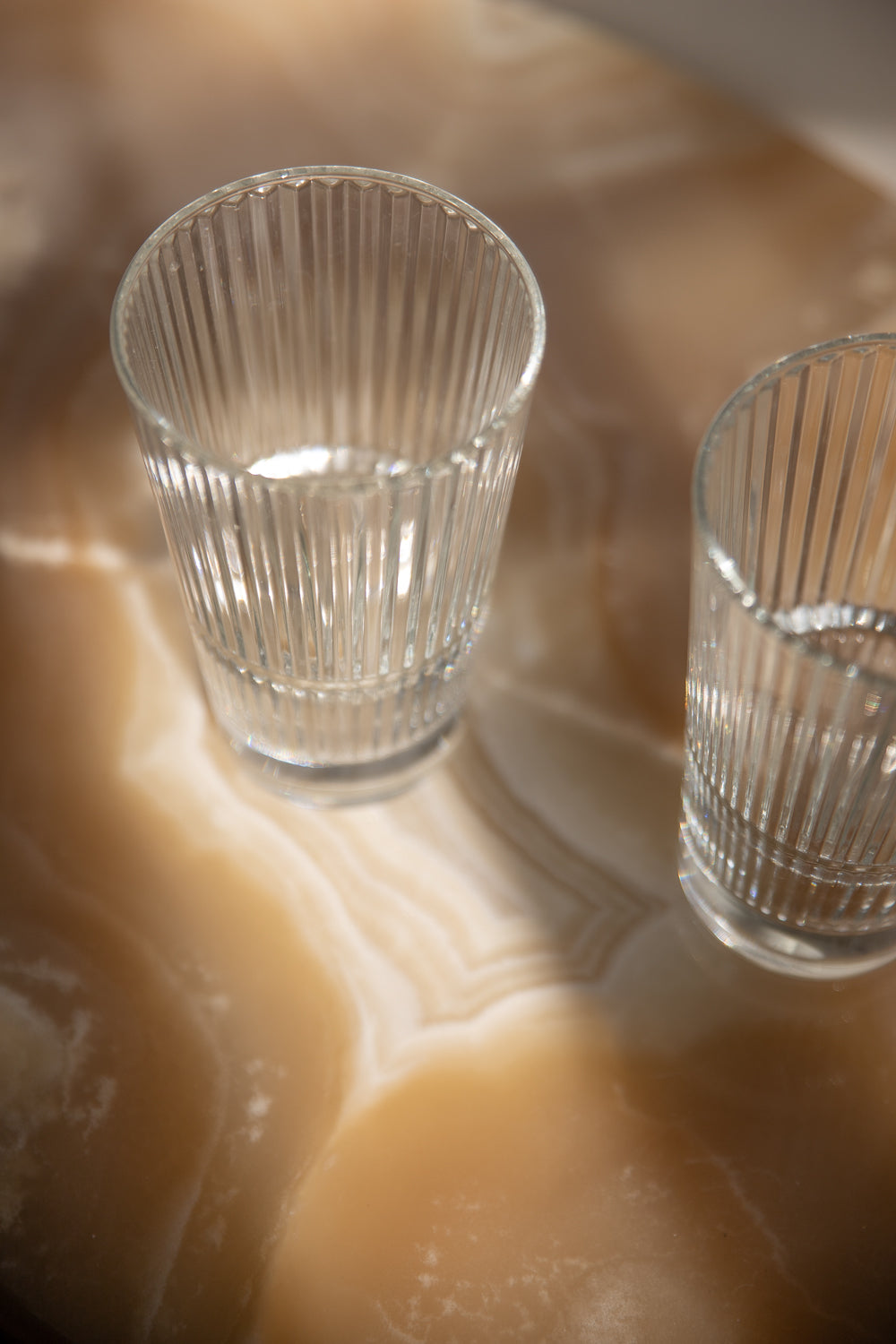 Set of 2 Ribbed Drinking Glasses