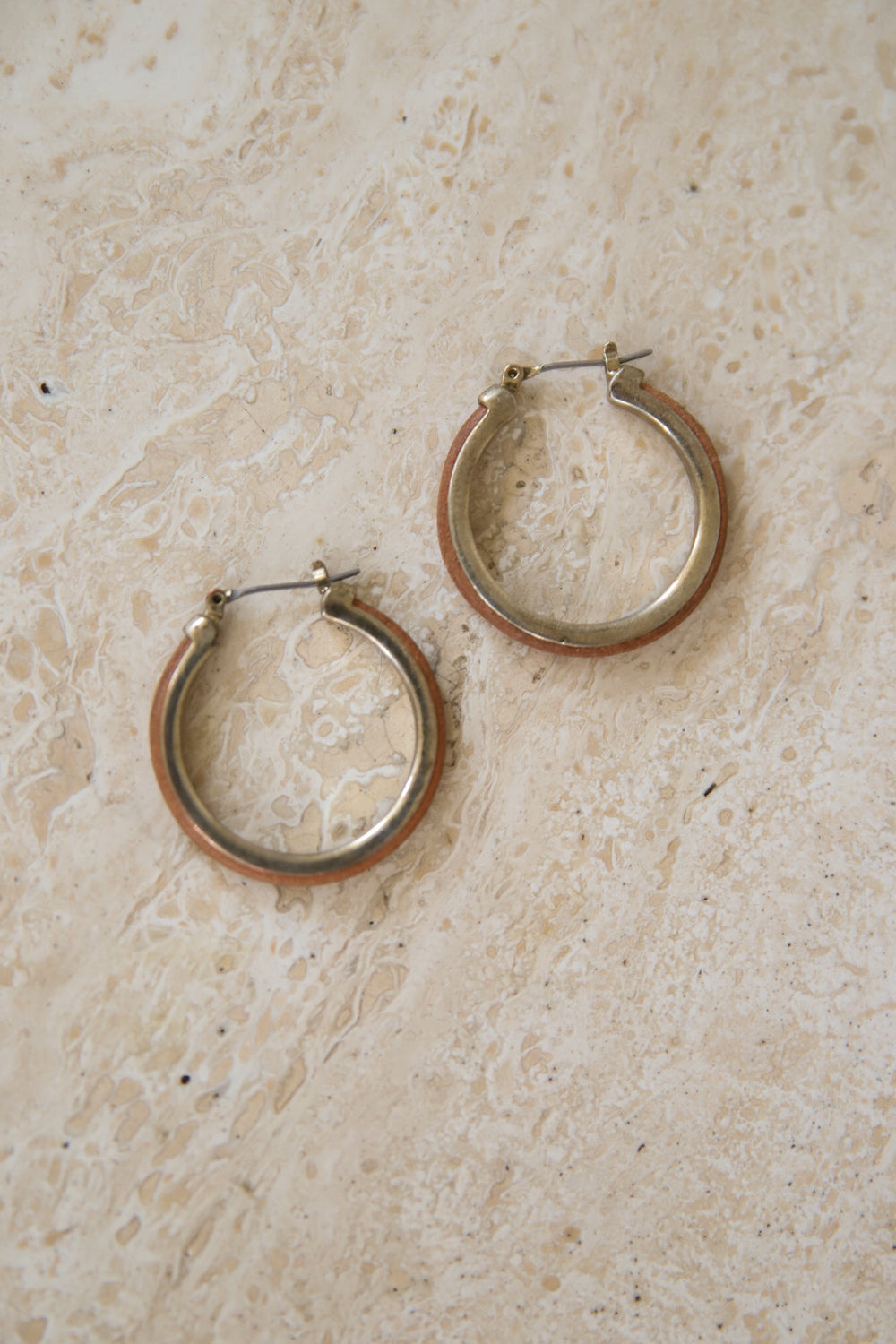 Brass + Leather Hoop Earrings