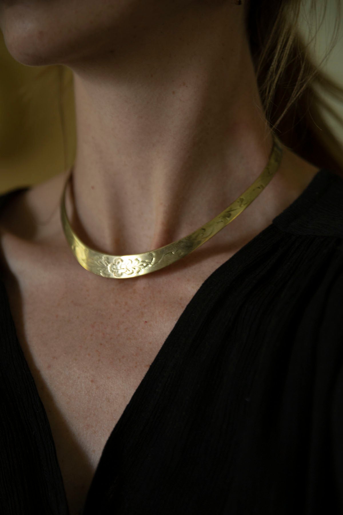 Brass cuff necklace