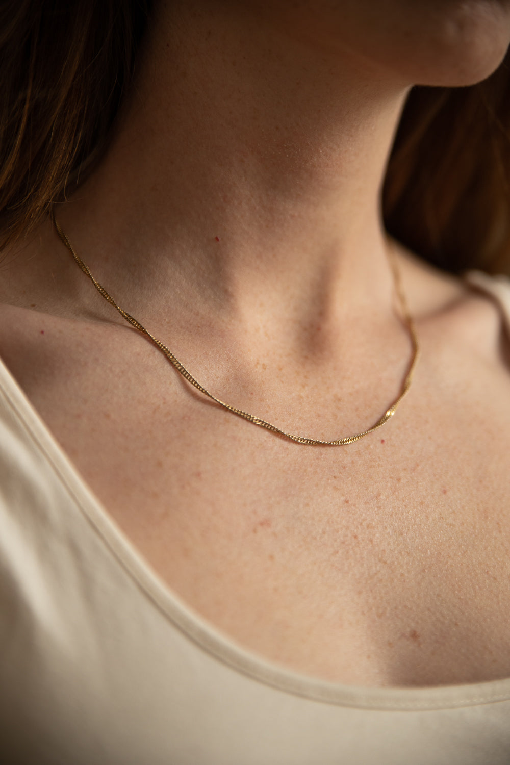 Gold Tone Twist Chain Necklace